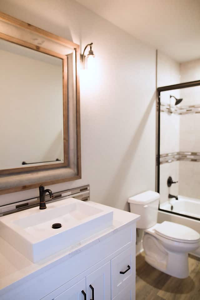 white bathroom with modern sink